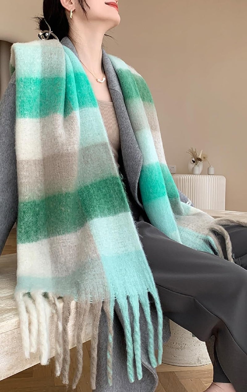 Wander Agio Winter Women Warm Scarf Long Shawl Large Scarves Cold Weather Thick Blanket Scarfs Colorful Plaid - Image 2